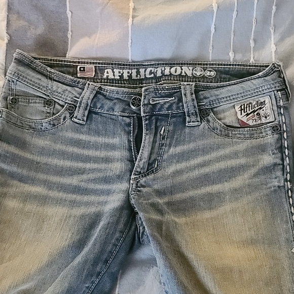 Affliction Women Bootcut Jeans Jade Wing Cutout - Picture 3 of 7